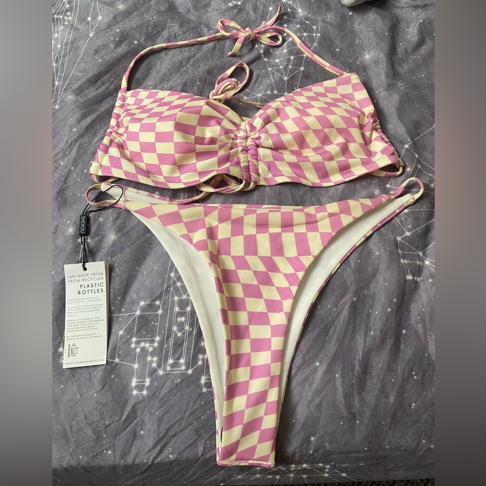 NWT Shekou Checkered Bikini Size L